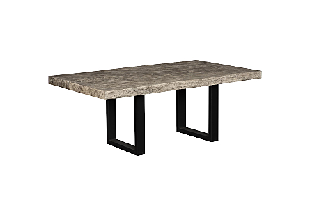 Origins Dining Table Straight Edge, Gray Stone, Satin Black Legs