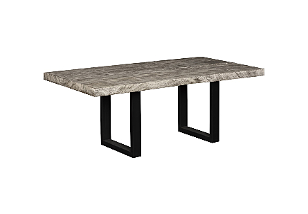 Origins Dining Table Straight Edge, Gray Stone, Satin Black Legs