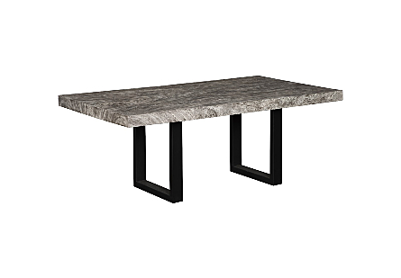 Origins Dining Table Straight Edge, Gray Stone, Satin Black Legs