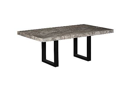 Origins Dining Table Straight Edge, Gray Stone, Satin Black Legs