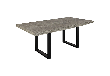 Origins Dining Table Straight Edge, Gray Stone, Satin Black Legs