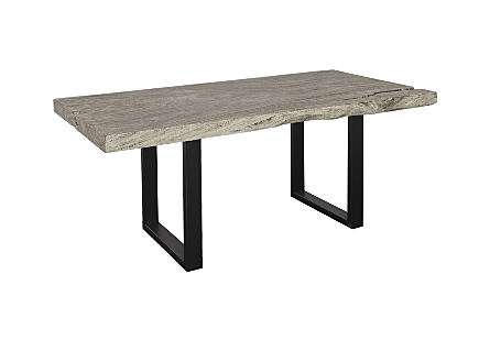 Origins Dining Table Straight Edge, Gray Stone, Black Satin Legs