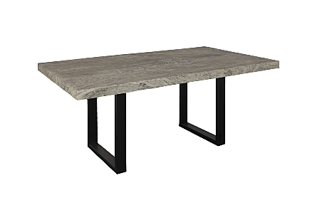 Origins Dining Table Straight Edge, Gray Stone, Satin Black Legs