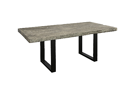 Origins Dining Table Straight Edge, Gray Stone, Satin Black Legs