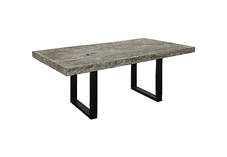 Origins Dining Table Straight Edge, Gray Stone, Satin Black Legs