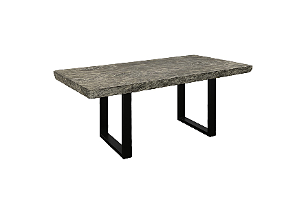 Origins Dining Table Straight Edge, Gray Stone, Satin Black Legs