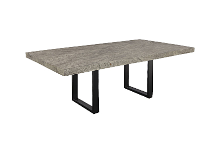 Origins Dining Table Straight Edge, Gray Stone, Satin Black Legs