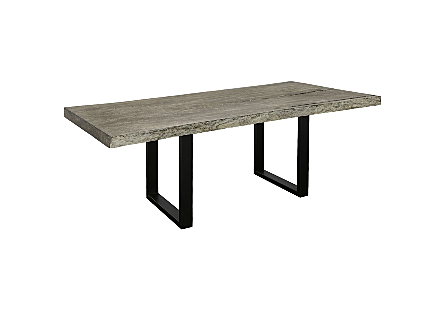 Origins Dining Table Live Edge, Gray Stone, Satin Black Legs