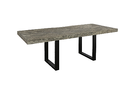 Origins Dining Table Straight Edge, Gray Stone, Satin Black Legs