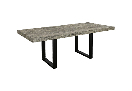 Origins Dining Table Straight Edge, Gray Stone, Satin Black Legs