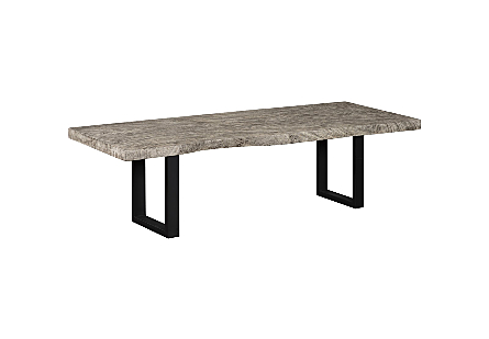 Origins Dining Table Straight Edge, Gray Stone, Satin Black Legs