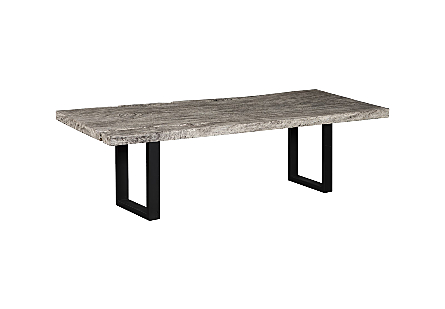 Origins Dining Table Straight Edge, Gray Stone, Satin Black Legs