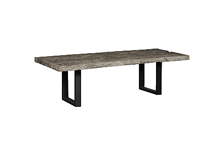 Origins Dining Table Straight Edge, Gray Stone, Satin Black Legs