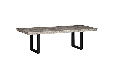 Origins Dining Table Gray Stone, Straight Edge, Satin Black Legs