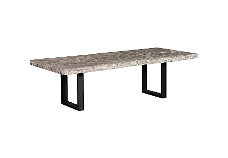 Origins Dining Table Straight Edge, Gray Stone, Satin Black Legs