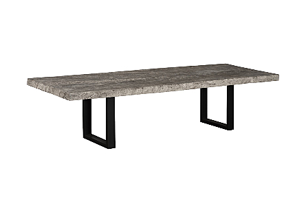 Origins Dining Table Straight Edge, Gray Stone, Satin Black Legs