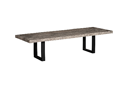 Origins Dining Table Straight Edge, Gray Stone, Satin Black Legs