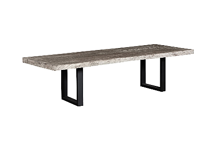 Origins Dining Table Straight Edge, Gray Stone, Satin Black Legs