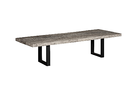 Origins Dining Table Straight Edge, Gray Stone, Satin Black Legs