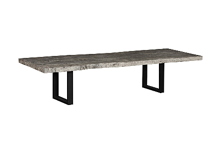 Origins Dining Table Straight Edge, Gray Stone, Satin Black Legs