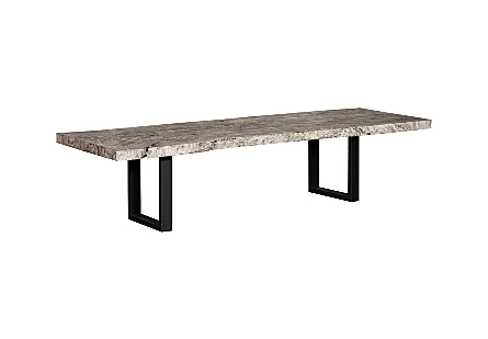 Origins Dining Table Straight Edge, Gray Stone, Satin Black Legs