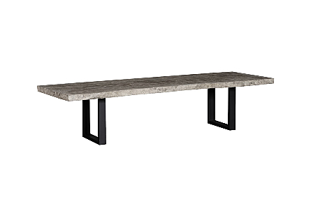 Origins Dining Table Straight Edge, Gray Stone, Satin Black Legs