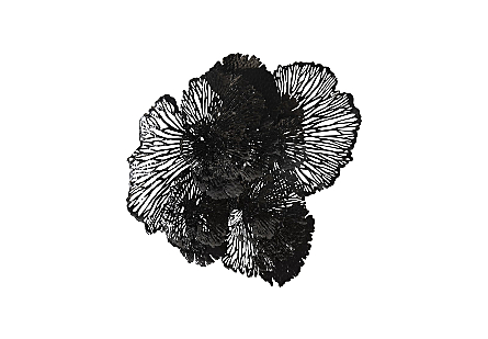 Flower Wall Art, Large, Black, Metal