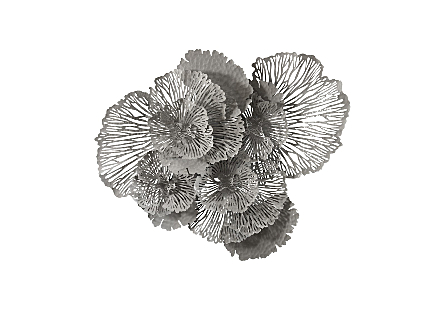 Flower Wall Art, Large, Gray, Metal