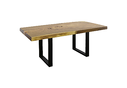 Origins Dining Table Straight Edge, Natural, Satin Black Legs