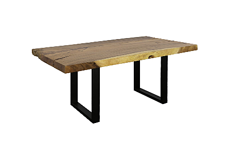 Origins Dining Table Straight Edge, Natural, Satin Black Legs