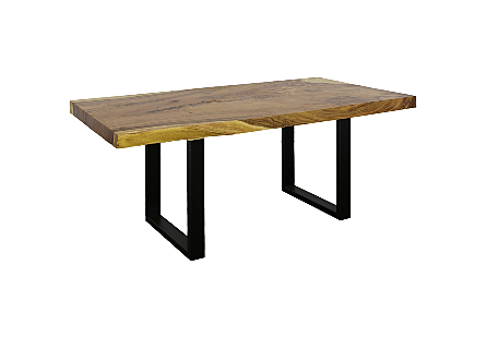 Origins Dining Table Straight Edge, Natural, Satin Black Legs