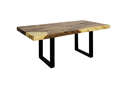 Origins Dining Table Straight Edge, Natural, Satin Black Legs