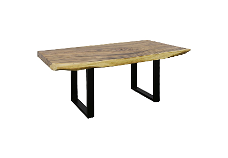 Origins Dining Table Straight Edge, Natural, Satin Black Legs