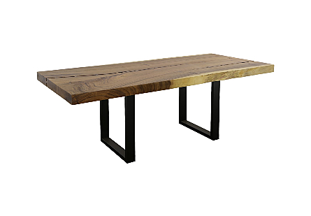 Origins Dining Table Straight Edge, Natural, Satin Black Legs