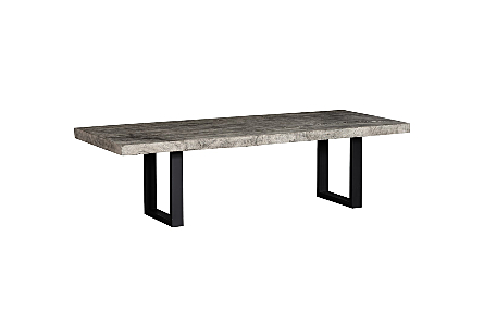 Origins Dining Table Straight Edge, Gray Stone, Satin Black Legs