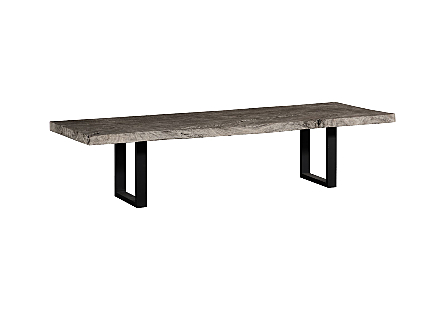 Origins Dining Table Straight Edge, Gray Stone, Satin Black Legs