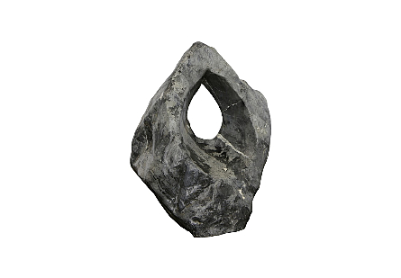 Stone Sculpture Single Hole, Polished Dark Gray