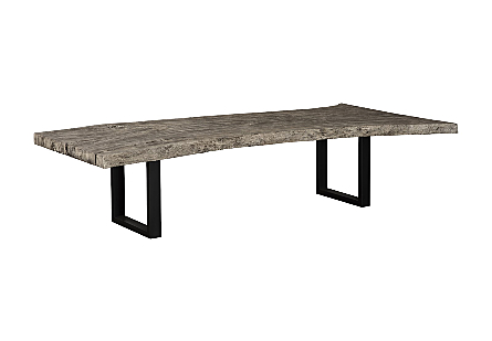 Origins Dining Table Live Edge, Gray Stone, Satin Black Legs