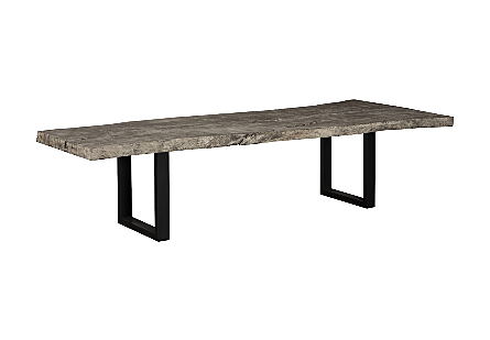 Origins Dining Table Live Edge, Gray Stone, Satin Black Legs