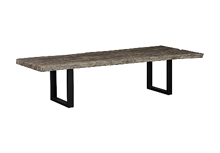 Origins Dining Table Live Edge, Gray Stone, Satin Black Legs