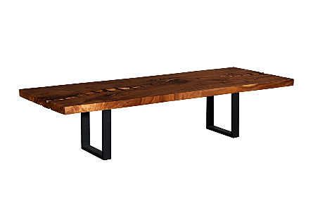 Origins Dining Table Straight Edge, Natural, Satin Black Legs