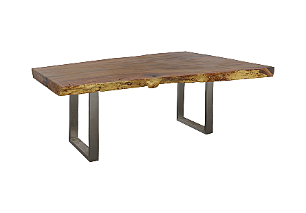 Origins Dining Table Live Edge, Natural, Brushed Stainless Steel Legs