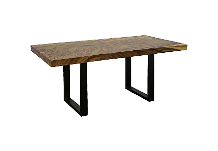 Origins Dining Table Straight Edge, Natural, Satin Black Legs