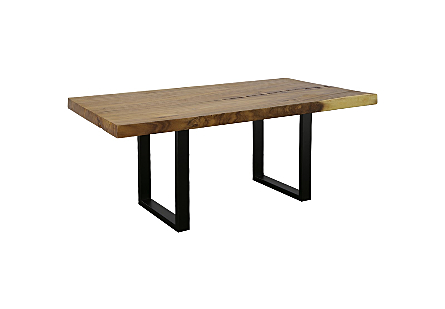 Origins Dining Table Straight Edge, Natural, Satin Black Legs