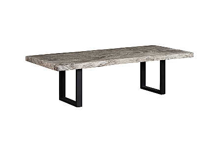 Origins Dining Table Live Edge, Gray Stone, Satin Black Legs