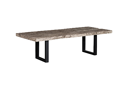 Origins Dining Table Straight Edge, Gray Stone, Satin Black Legs