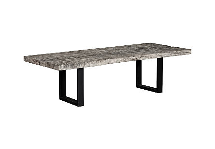 Origins Dining Table Straight Edge, Gray Stone, Satin Black Legs