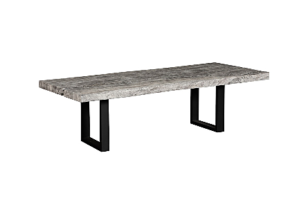 Origins Dining Table Straight Edge, Gray Stone, Satin Black Legs