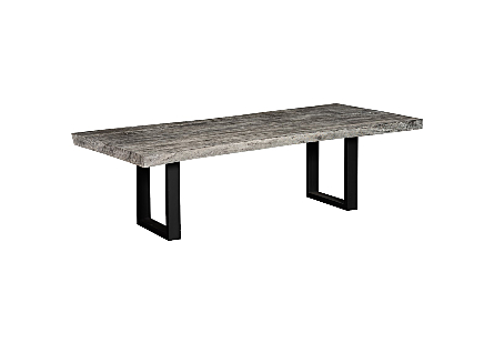 Origins Dining Table Straight Edge, Gray Stone, Satin Black Legs