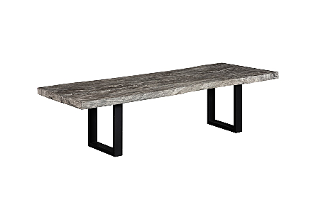 Origins Dining Table Live Edge, Gray Stone, Satin Black Legs